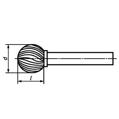 Борфреза сферическая с двойной насечкой, тип D 16х6х14х59